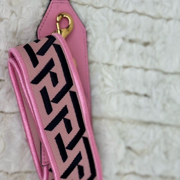 Versace Pink Nylon Leather La Greca Signature Embroidered Medusa Strap - Picture 7 of 13